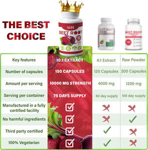 Suplemento dietético orgánico OEM que promueve la circulación sanguínea Extracto de remolacha Cápsulas de remolacha Suplementos nutricionales - Product Image 5