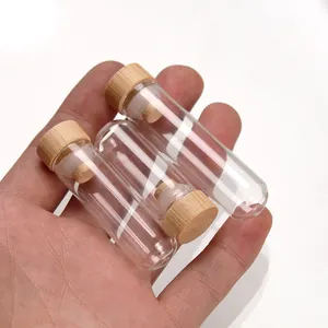 Atacado tubo 70 90-D16MM 10ml pequeno tubo de vidro com tampa de bambu embalagem tubo de vidro transparente