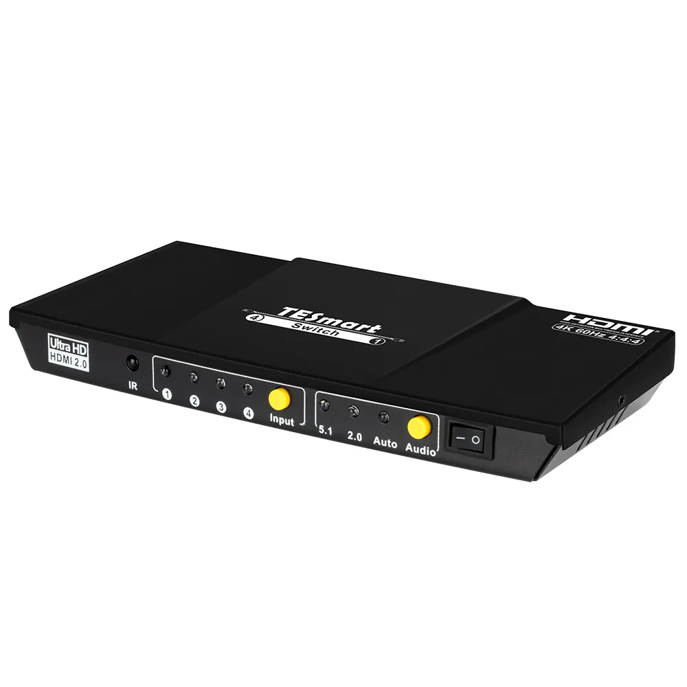 TESmart 4 Port HDMI Switch Splitter Support HDCP 2.2 HDR10 3840x2160@60Hz With Audio Output 4X1 Video HDMI Selector