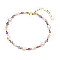 Bracelet en perles d'eau douce en forme de riz pour femme, petites perles de riz, bracelet en pierre naturelle, design cristal Lapis Lapis, sensation haut de gamme