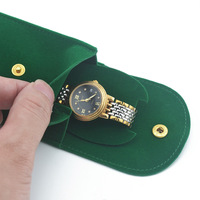 Sac de montre à bouton plat en peluche de luxe moderne avec logo personnalisé, ensemble d'emballage pour montre mécanique à bracelet, idéal pour un cadeau