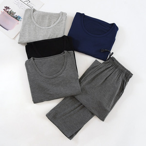 Conjunto de <span class=keywords><strong>Pijama</strong></span> de Manga Larga y Cuello Redondo para <span class=keywords><strong>Hombre</strong></span>, Modal Suave, Corte Holgado, Elástico y Cómodo, Ropa de Dormir y para Estar <span class=keywords><strong>en</strong></span> Casa, Disponible <span class=keywords><strong>en</strong></span> Stock - Product Image 3
