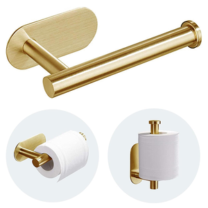 <span class=keywords><strong>Porte</strong></span>-<span class=keywords><strong>papier</strong></span> <span class=keywords><strong>toilette</strong></span> auto-adhésif en or brossé, <span class=keywords><strong>sans</strong></span> perçage, pour salle de bain, fixation murale en acier inoxydable - Product Image 1