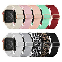 Tali Jam Tangan Apple dari Nilon Elastis yang Dapat Disesuaikan, Model Anyaman Solo Loop untuk Seri 11 10 9 8 7 SE Ultra 2 38mm 49mm.