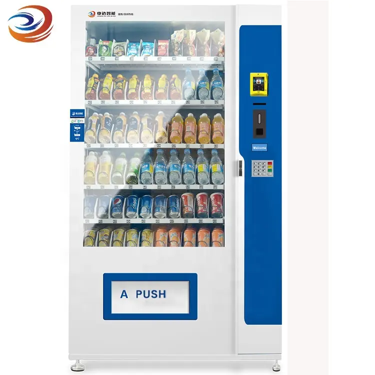Máquinas de venda de água para goma, pequena comida, lanche, tela sensível ao toque digital, combino, wifi, oem, refrigerada