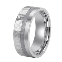 Bague en titane martelé à la mode en acier inoxydable avec bague TIZTI météorite Muonionalusta bijoux de luxe