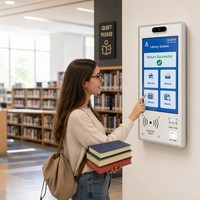Sistema de Biblioteca RFID, Quiosco de Autopago, Máquina de Peticionar, Devolver y Renovar Libros Montada en la Pared con NFC y Pantalla Táctil