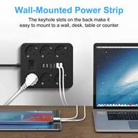 Multiprise 4 ports USB, 2 ports Type-C, 6 prises, 2500W, protection contre les surcharges, câble de 1,8m pour ordinateur portable, caméra, certifiée CE