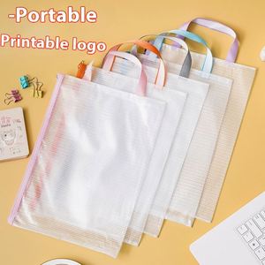 Large Capacity A4 PVC File Bag Thickened Mesh Folder Pattern <b>Document</b> Storage Bag Students Tests Papers Zipper <b>Document</b> Pouches - Product Image 2