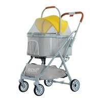 2025 Chariot de transport pour animaux de compagnie de luxe, pliable, 3-en-1, avec fonction poussette et chariot, pour la montée d'escaliers, pour petits chiens et chats jumeaux ou doubles