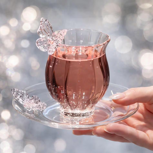 Tazza da tè in vetro borosilicato moderno di alta qualità <span class=keywords><strong>con</strong></span> <span class=keywords><strong>piattino</strong></span>, 100ml, per il tè pomeridiano - Bestseller 2026 - Product Image 5