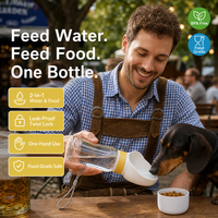 Distributeur d'eau et de croquettes détachable personnalisé pour chiot, 600 ml, avec sangle, pour la randonnée, le parc et les promenades, 350 ml