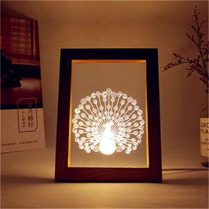 Marco de fotos de madera para decoración del hogar, <span class=keywords><strong>luz</strong></span> Led acrílica 3D de 5V, <span class=keywords><strong>luz</strong></span> nocturna USB, para fiesta de navidad, regalos para niños, Juguetes - Product Image 3