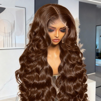 Peluca de Cabello Virgen Vietnamita Original con Ondas Suaves, Encaje Frontal HD Transparente y Cierre sin Pegamento, Densidad 180%-250%, Largo