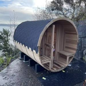 ساونا خشبية خارجية عالية الجودة تتسع لـ 6 أشخاص، مصنوعة من خشب الأرز الأحمر الصلب مع وظيفة البخار الجاف - Product Image 4