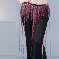 Écharpe de danse orientale scintillante avec strass et pampilles colorées pour femme – Collection Hot Sale