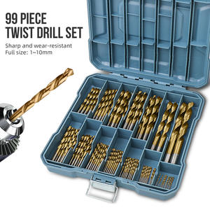 ชุดดอกสว่านไฮสเปค 99 ชิ้น ขนาด 1-10 มม. แบบเมตริก ความยาวมาตรฐาน เคลือบ TiCN สำหรับโลหะที่ไม่ใช่เหล็ก - Product Image 1