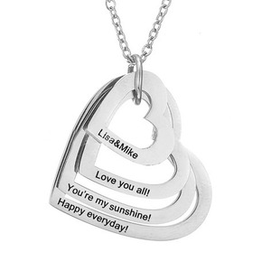 ODM DIY Coeur Pendentif Collier Avec Nom Gravé Coeur Collier Personnalisé Iized Collier - Product Image 4