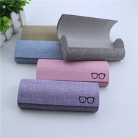 Boîte à lunettes portable en lin avec logo personnalisé, étui rigide rectangulaire pour lunettes optiques, emballage écologique pour lunettes, vente en gros