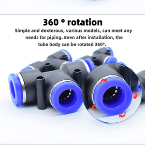 PE Series Khí Nén Đen Tee Ba Cách Kết Nối Nhanh T Loại Một Phụ Kiện Cảm Ứng Đẩy Trong Kết Nối Nhanh - Product Image 6