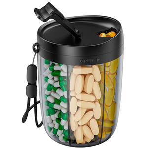 Boîte de rangement transparente pour pilules en plastique de qualité alimentaire, étanche à l'humidité, organisateur de médicaments pour pilules et vitamines, vente en gros - Product Image 1