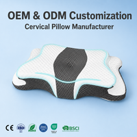 Oreiller cervical en mousse à mémoire de forme, forme papillon, contour réglable, soutien orthopédique, soulagement de la douleur au cou, ergonomique, antibactérien