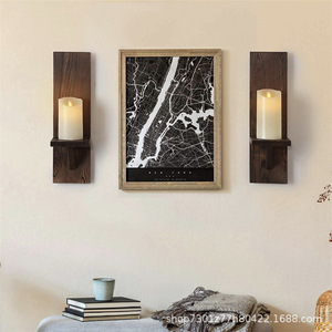 Support mural flottant en bois massif pour bougies, idéal pour les gîtes, hôtels et maisons d'hôtes ; étagère décorative murale pour la maison - Product Image 1