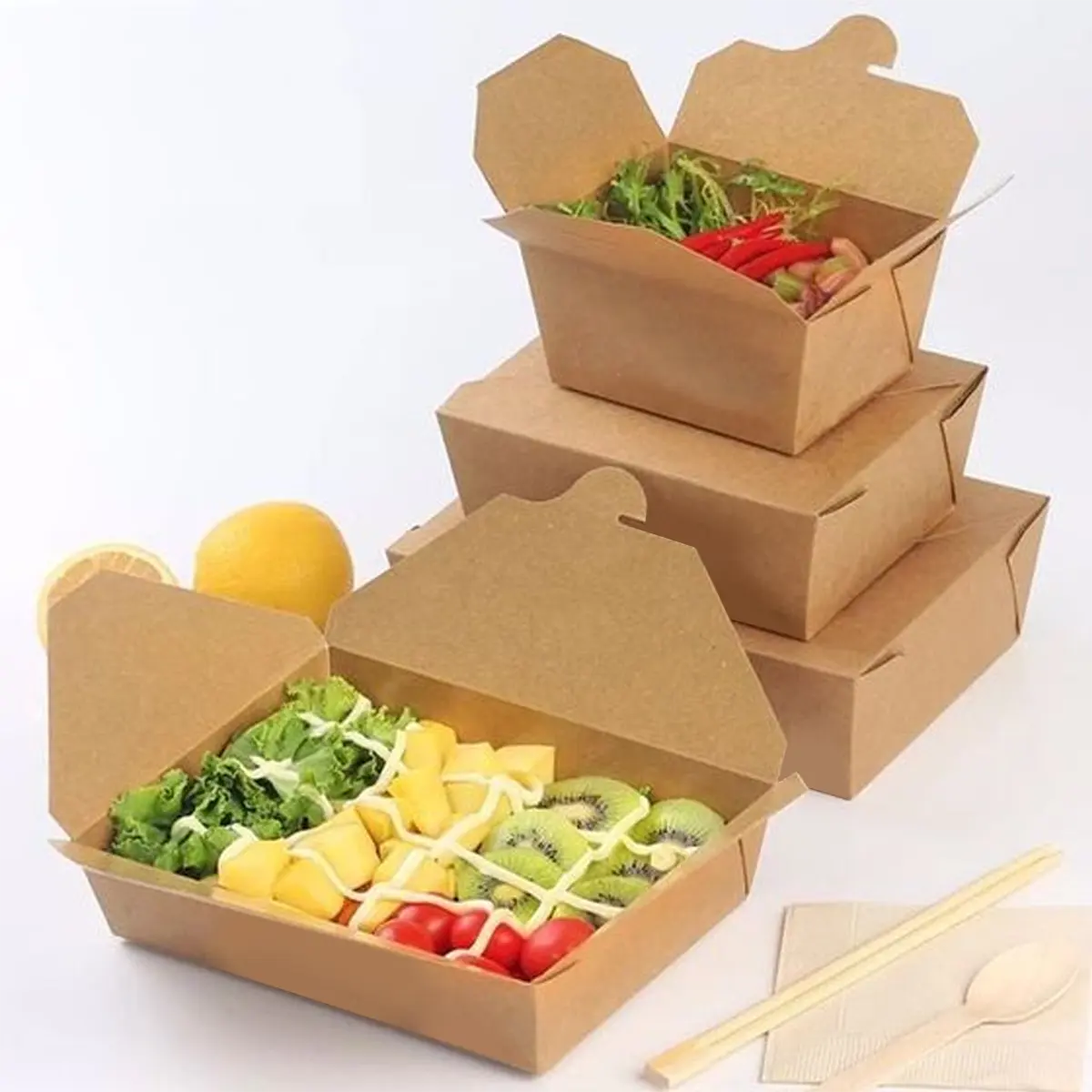 Carta da pranzo usa e getta Eco Friendly personalizzata scatola per insalata di frutta da asporto