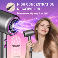 Sèche-cheveux à moteur haute vitesse 2000W, lumière bleue ionique, ionisation à haute concentration, température constante pour usage en salon, kit