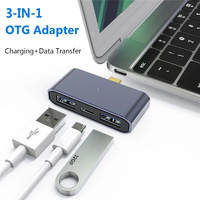 Adaptador OTG 3 en 1 tipo C fuente de alimentación PD Cable de carga rápida USB 3,0 divisor convertidor de disco U externo para teléfono móvil portátil