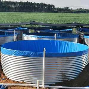 Réservoirs d'<span class=keywords><strong>eau</strong></span> circulaires <span class=keywords><strong>en</strong></span> acier <span class=keywords><strong>galvanisé</strong></span> pour l'aquaculture et l'irrigation, avec tissu PVC et longue durée de vie - Product Image 1