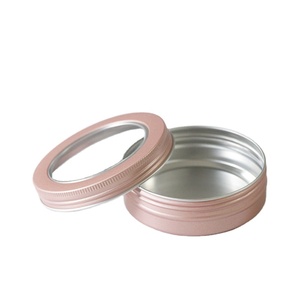 Mini pot rond en aluminium avec couvercle à vis, 100 ml, <span class=keywords><strong>83</strong></span>*28 mm, couleur or rose, pour bonbons et biscuits, avec fenêtre transparente, marque <span class=keywords><strong>LG</strong></span>, boîtes polies - Product Image 2