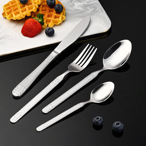 Juego de Cubiertos de Acero Inoxidable Estilo Occidental - Diseño Retro de Granos de Arroz Pequeños, Tenedor Pagatti, Cucharas para Café y Sopa, Cuchillo para Carne Ligero - Product Image 3