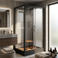 Cabine de douche intelligente au design luxueux avec finition dorée, cabine de douche intelligente pour suite présidentielle