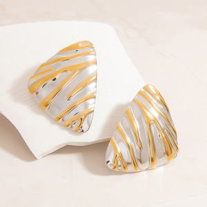 Stainless Steel Stud Earrings Geometric Triangular Gold Silver Color <b>Block</b> Irregular <b>Shape</b> Fashion Jewelry - Product Image 2