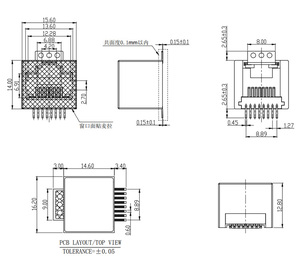 Jack modulare <span class=keywords><strong>RJ45</strong></span> <span class=keywords><strong>SMT</strong></span> 5222 connettore femmina 8 p8c resistenza verticale alle alte temperature per pcb bord cat5 cat6a cat7 cat8 - Product Image 6