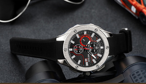 Nouvelle montre pour hommes chronographe multifonctionnel sport montre-bracelet en silicone montre à quartz pour hommes - Product Image 2
