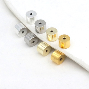 Tapones para los oídos cilíndricos de silicona metálica de 18k que conservan el color, pendientes anticaída, accesorios para pendientes hechos a mano DIY A55B - Product Image 1