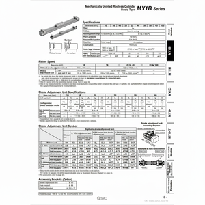 Cilindro sin vástago SMC Pneumatics, cilindros articulados mecánicamente, categoría de producto - Product Image 1