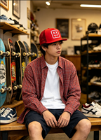 Topi Snapback 5 Panel yang Dapat Disesuaikan dengan Bagian Depan Kain & Bagian Belakang Jaring Bernapas, Gaya Sporty untuk Hip-hop Jalanan, Skateboarding, dan Penggunaan Sehari-hari