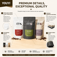 Sachet de café anti-odeur personnalisé avec logo, refermable, en Mylar de qualité alimentaire, à fermeture éclair, pour grains de café, 250g, 500g, 1kg