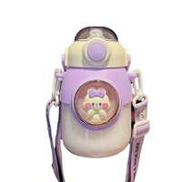 1000Ml Portable 304 Acier Inoxydable Double Paille Tasse Réutilisable Enfants Cadeau De Qualité Alimentaire Bouteille D'eau Potable Avec Poignée