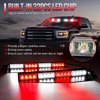 Barra de luz estroboscópica con visera para salpicadero de coche, luces de advertencia de emergencia, con enchufe de cigarrillo, Led, 32 leds, salida de fábrica