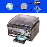 Tourne-disque vinyle à entraînement direct avec lecteur CD, enregistrement et lecture de cassettes, USB, plateau tournant en bois classique, radio FM