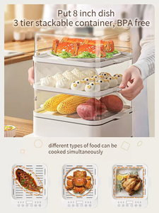2024 nouveau design sans BPA <span class=keywords><strong>cuiseur</strong></span> à <span class=keywords><strong>vapeur</strong></span> électrique alimentaire légume <span class=keywords><strong>cuiseur</strong></span> à oeufs dispositif de cuisson à la <span class=keywords><strong>vapeur</strong></span> 3 niveaux - Product Image 5