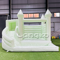 Videur gonflable blanc commercial avec toboggan en plein air amusant maison de rebond combo château plein d'entrain le plus populaire