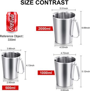 Bán buôn thép không gỉ cà phê pha cà phê nghệ thuật cup sữ<span class=keywords><strong>a</strong></span> bọt <span class=keywords><strong>Pitcher</strong></span> đo cup với quy mô gấp đôi - Product Image 2