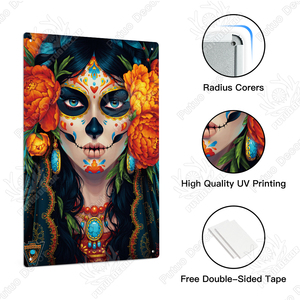 Letrero de Metal Vintage del Día de Muertos en México, Decoración de Pared, Pósteres Metálicos para Regalo, Decoración del Hogar para Festivales - Product Image 3