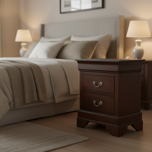 Glory Furniture Table de chevet Louis Philippe à 2 tiroirs, meuble de rangement en bois pour chambre à coucher, finition Cappuccino - Product Image 2