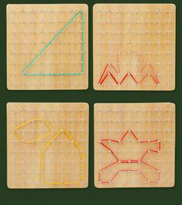 Cartes de modèles éducatifs, élastiques, planches géométriques en bois, jouets Montessori en bois - Product Image 5